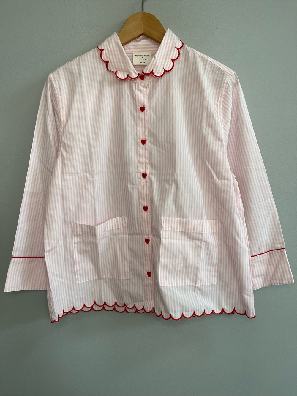 LAKE x Atlantic Pacific Lottie Cotton Pajama Set Size Medium Primrose Stripe - Picture 2 of 11